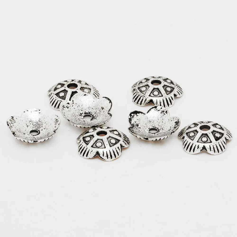 11mm  Vintage Bead Caps,Diy Jewelry Findings,Antique Silver Cameo Flower Charm,End Caps,sold 50pcs/lot