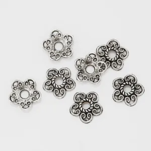 12mm Antique Silver Vintage Jewelry Caps,Hollow Flower Charm Bead Caps,Jewelry Findings,sold 50pcs/lot