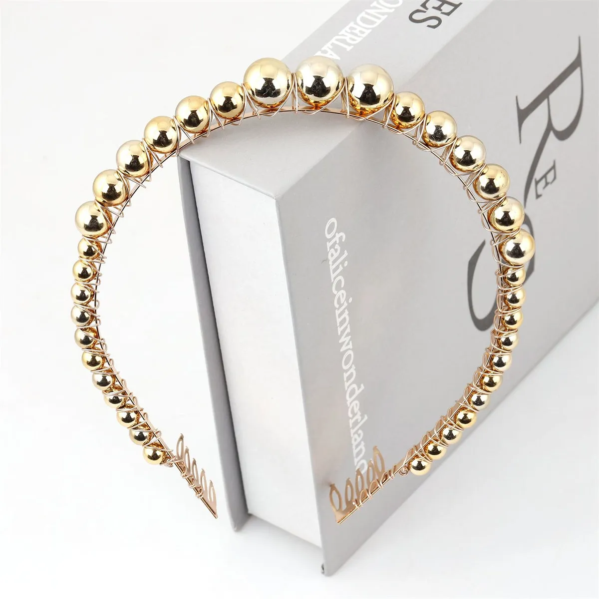 18K Gold-Plated Beaded Hard Headband