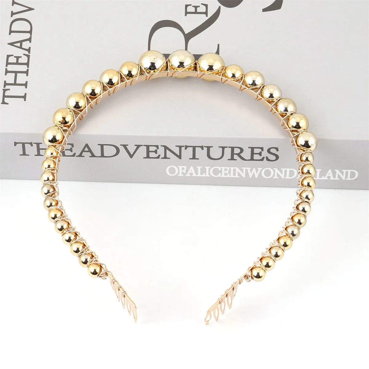 18K Gold-Plated Beaded Hard Headband
