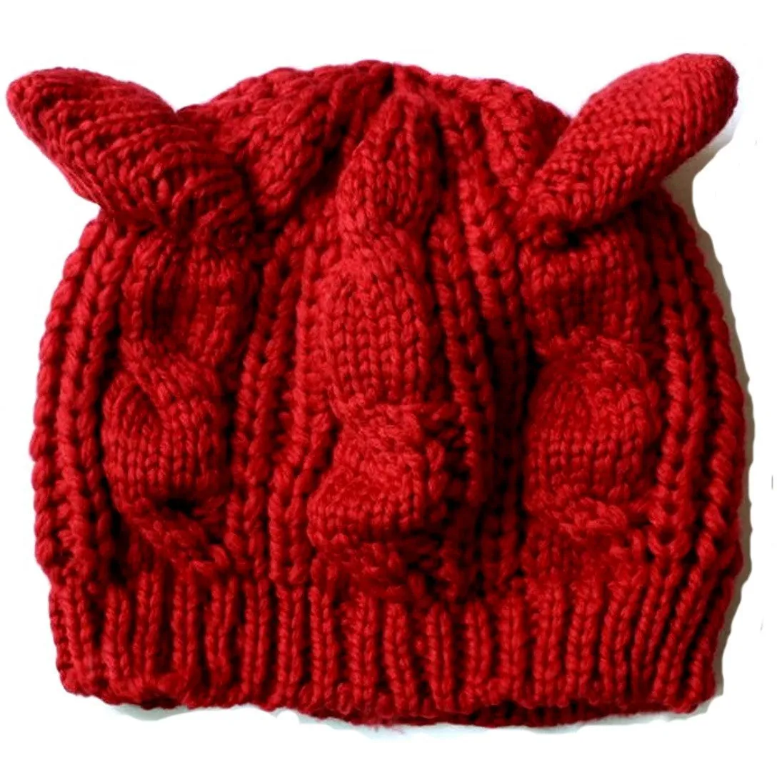 2016 Fashion Lady Girls Winter wool makes hotspot Cat Ear Hat Beanie  Free shipping ModelSupplies