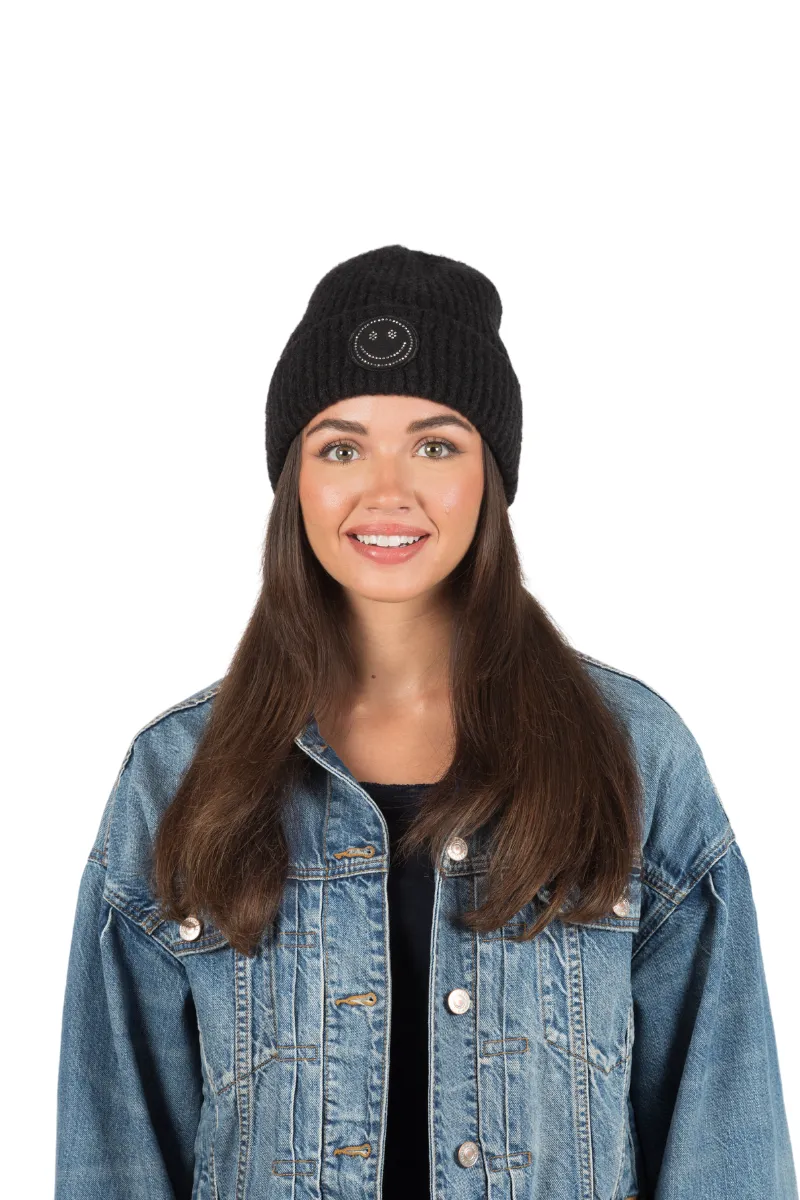 ABB53 - Stone Smiley Patch Beanie