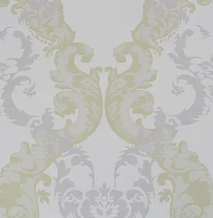 Adorn Floral Scroll Green Grey 48660 Wallpaper