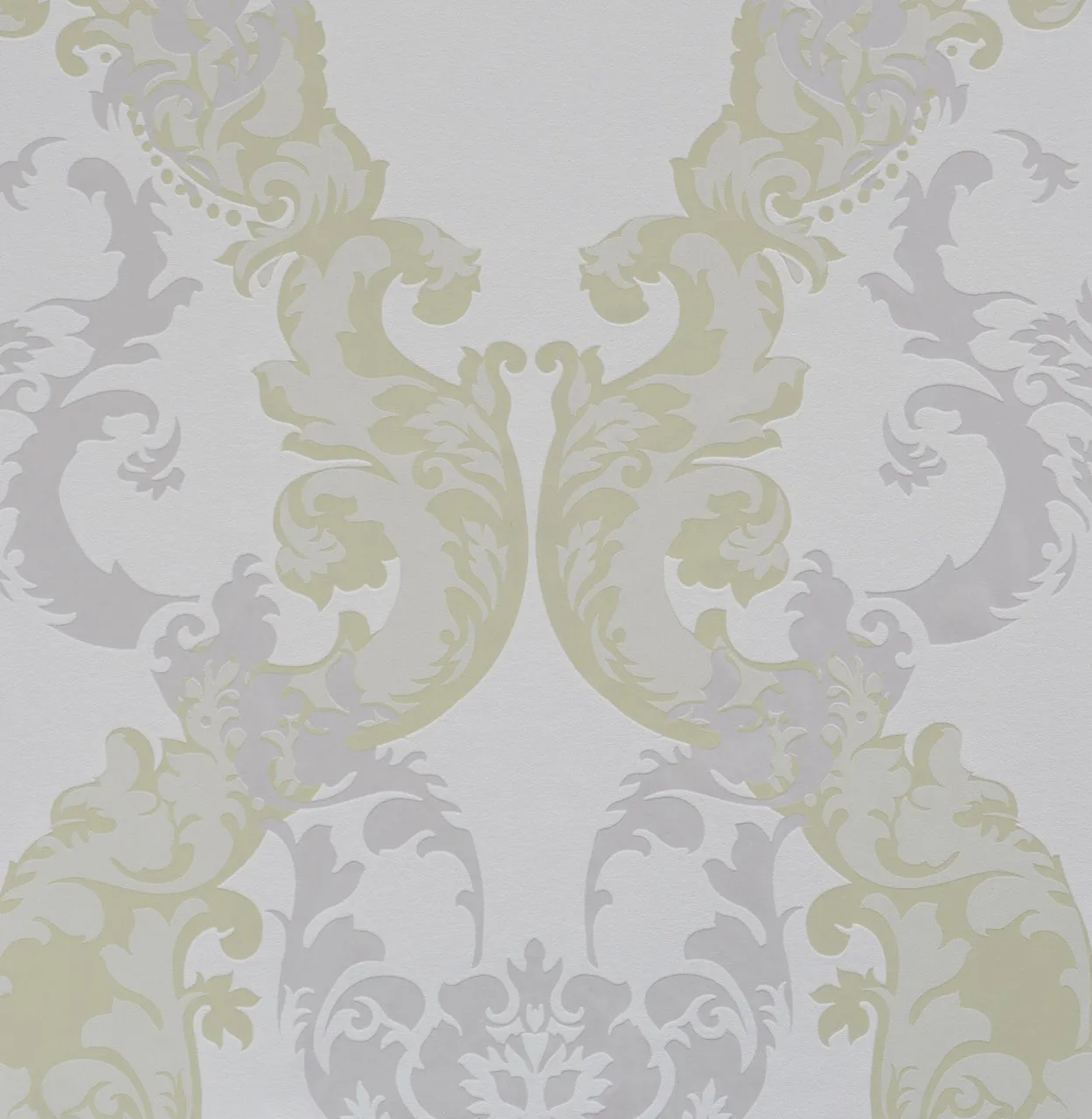 Adorn Floral Scroll Green Grey 48660 Wallpaper