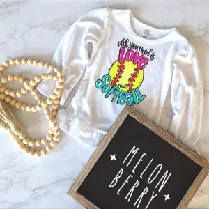 All You Need Is Love & Softball Ruffle Tee