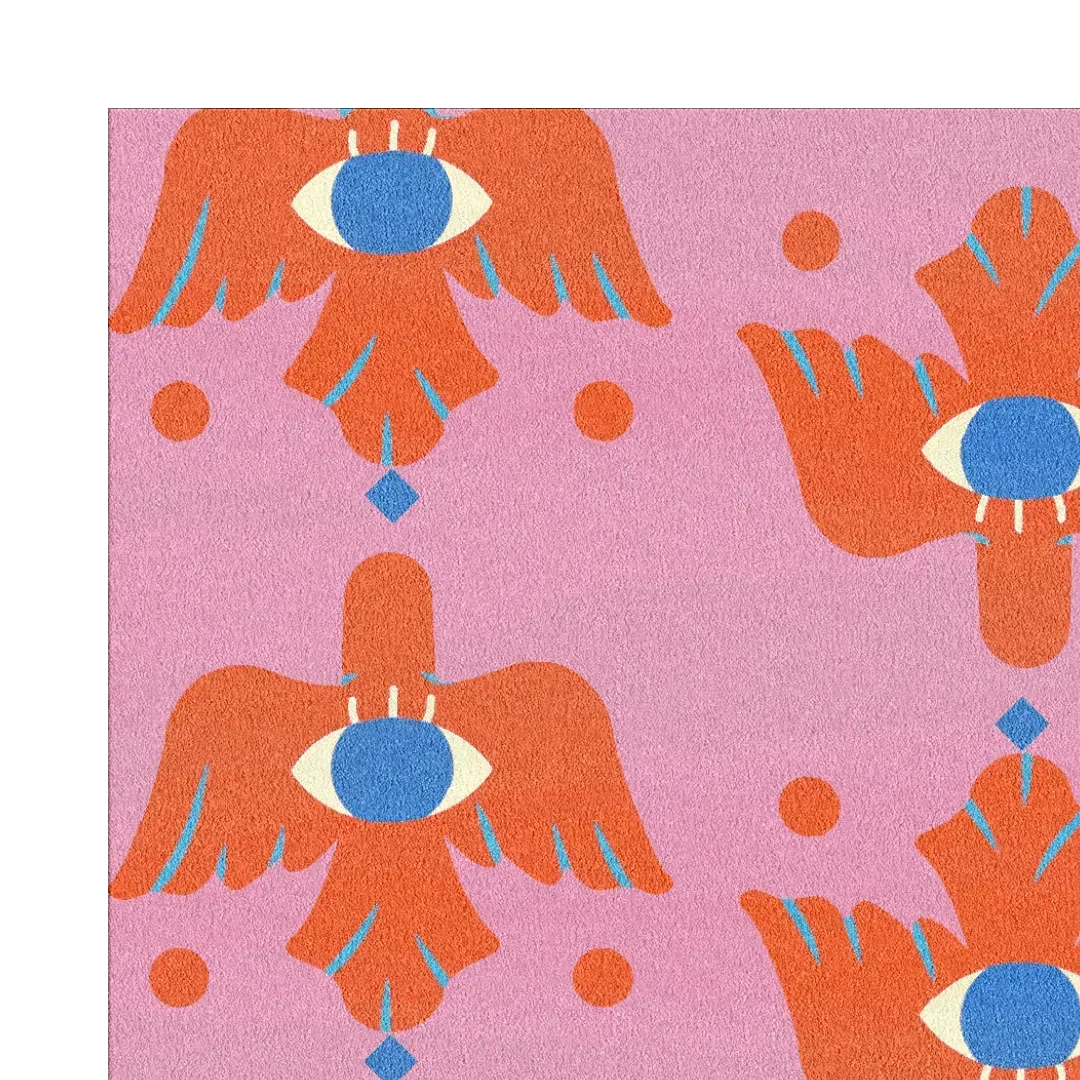 Azure Avian Hand Tufted Wool Rug - Pink