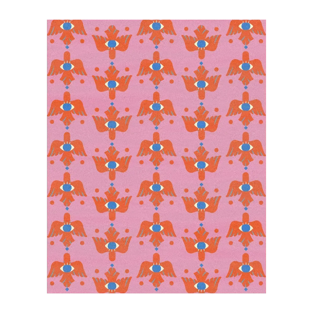 Azure Avian Hand Tufted Wool Rug - Pink