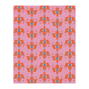 Azure Avian Hand Tufted Wool Rug - Pink