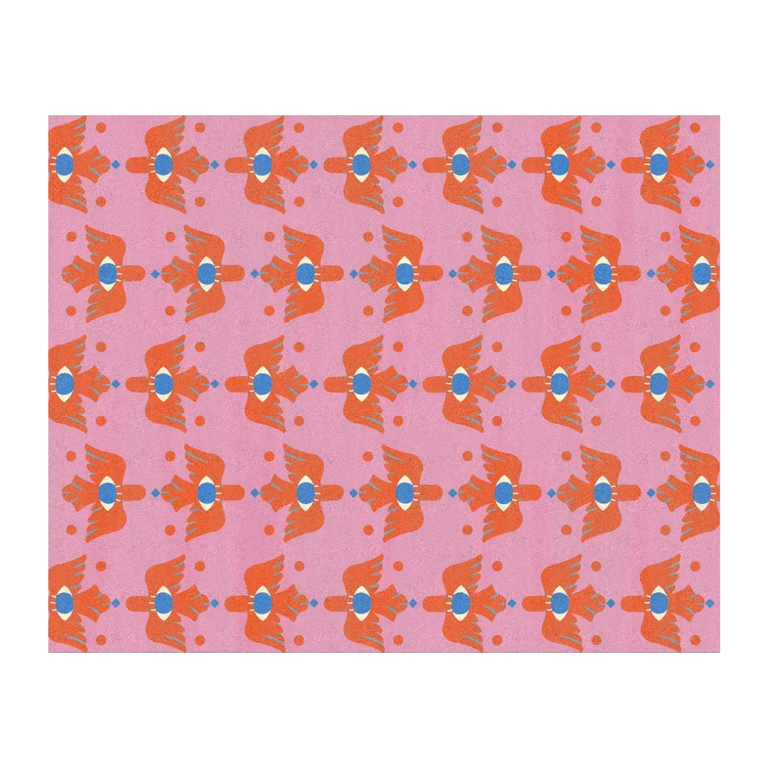 Azure Avian Hand Tufted Wool Rug - Pink