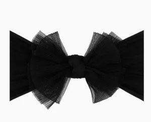 Baby Blin Tulle FAB Soft Nylon Headband with Tulle Bow - Pleated Black
