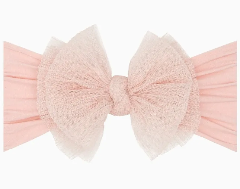 Baby Blin Tulle FAB Soft Nylon Headband with Tulle Bow - Rose Quartz