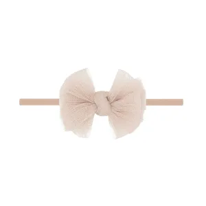 Baby Bling Tulle Baby Skinny Soft Tulle Bow Headband - Pleated Blush