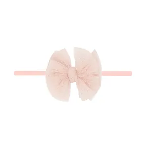 Baby Bling Tulle Baby Skinny Soft Tulle Bow Headband - Rose Quartz