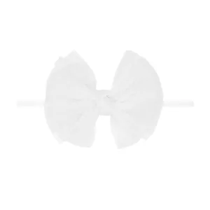 Baby Bling Tulle Skinny Nylon Headband with Tulle Bow - Pleated White