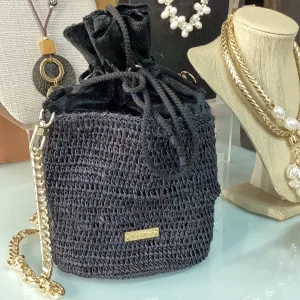 Black bucket bag