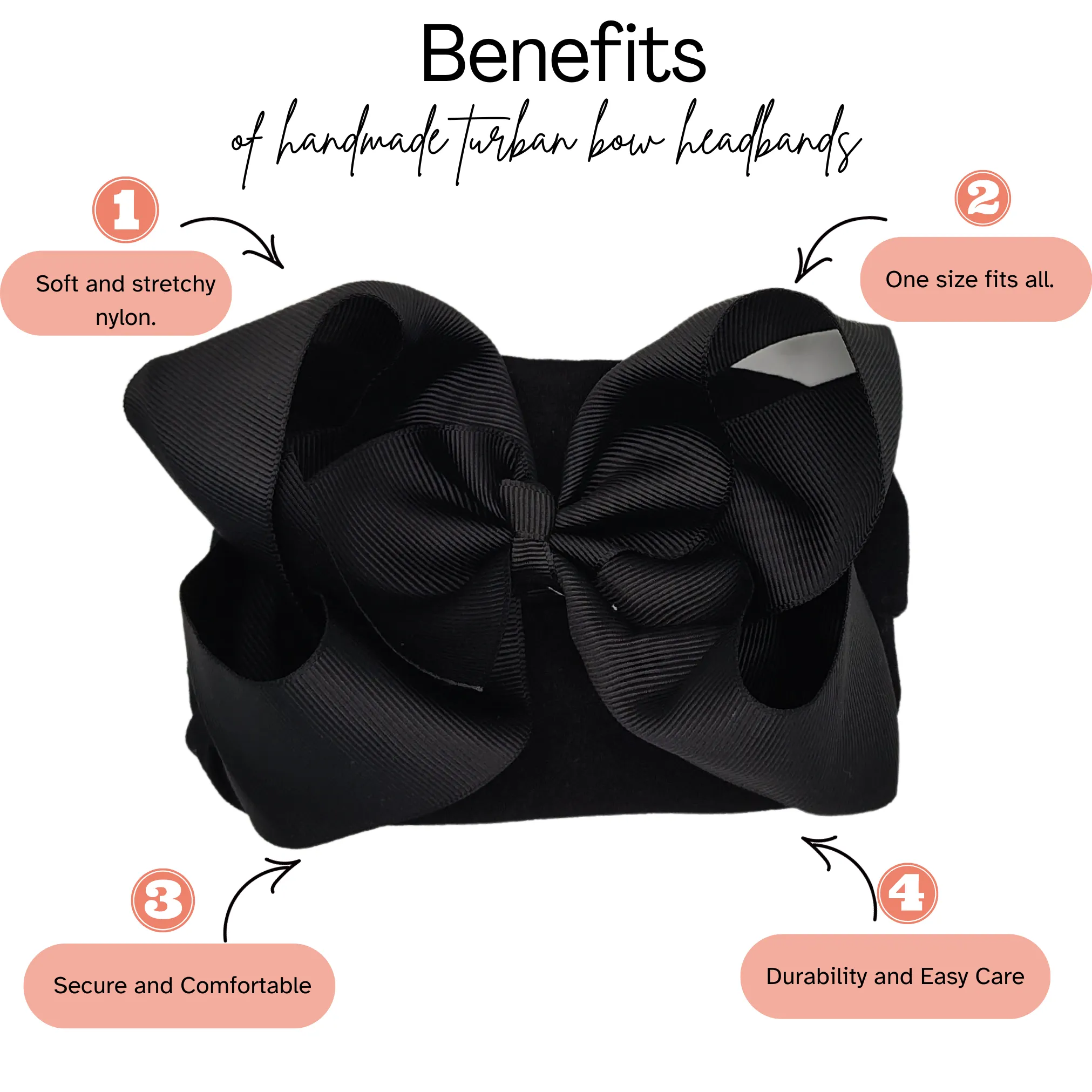 Black Turban Bow Headband