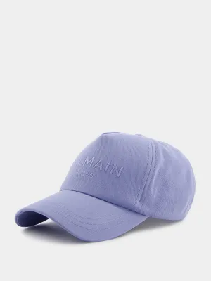 Blue Cotton Logo Embroidery Cap
