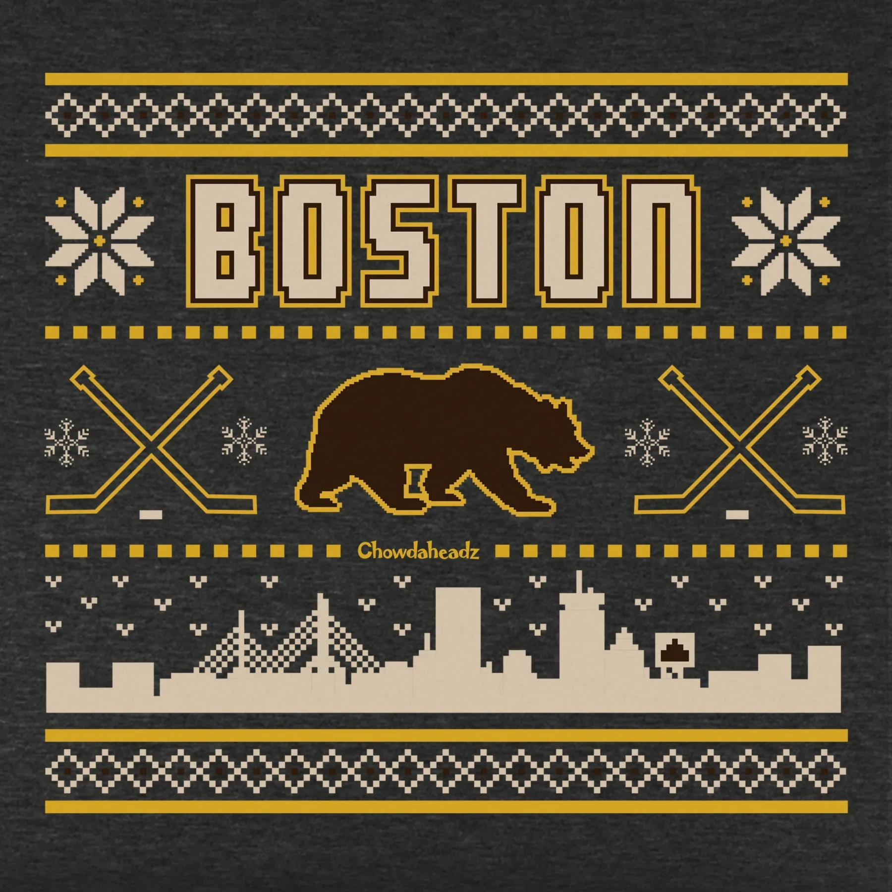 Boston Black & Gold Holiday Sweater Youth T-Shirt