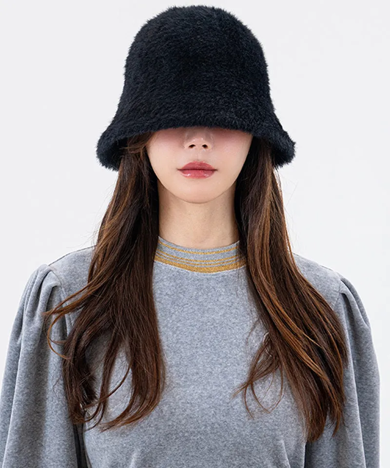 CHUCUCHU Angora Bucket Hat - Black
