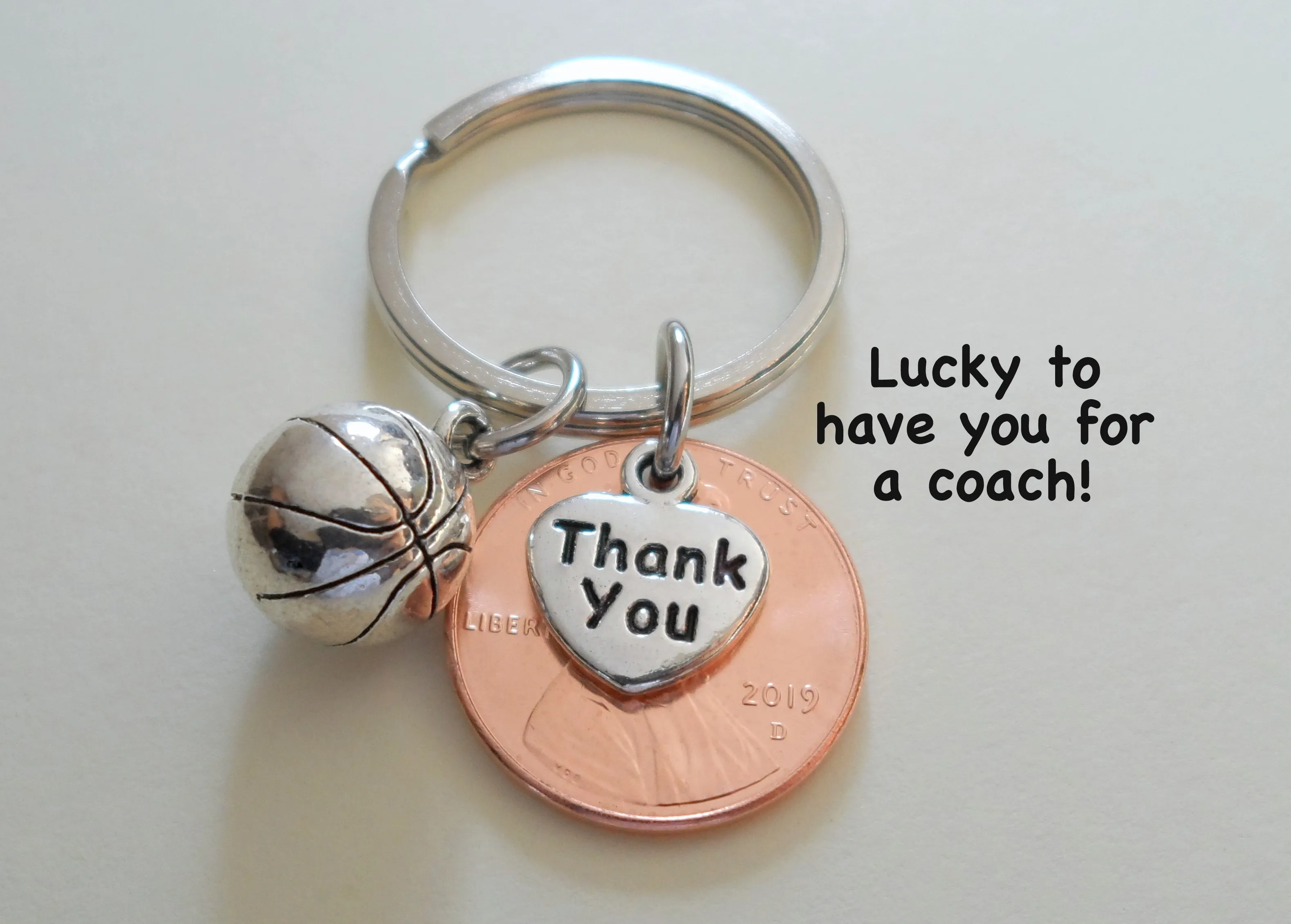 Coach Appreciation Gift • Thank You Penny Keychain with Sport Charm | Jewelry Everyday