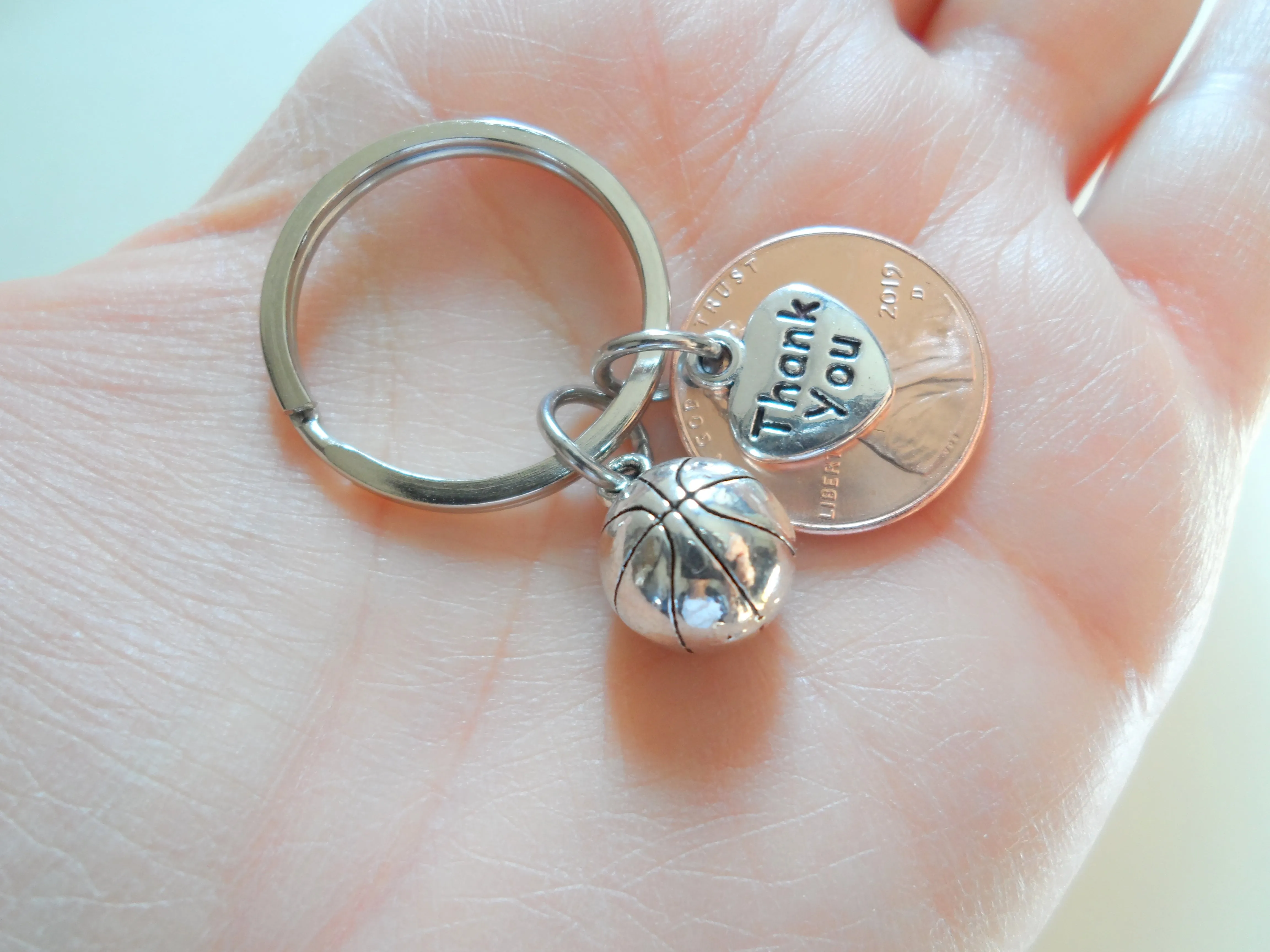 Coach Appreciation Gift • Thank You Penny Keychain with Sport Charm | Jewelry Everyday