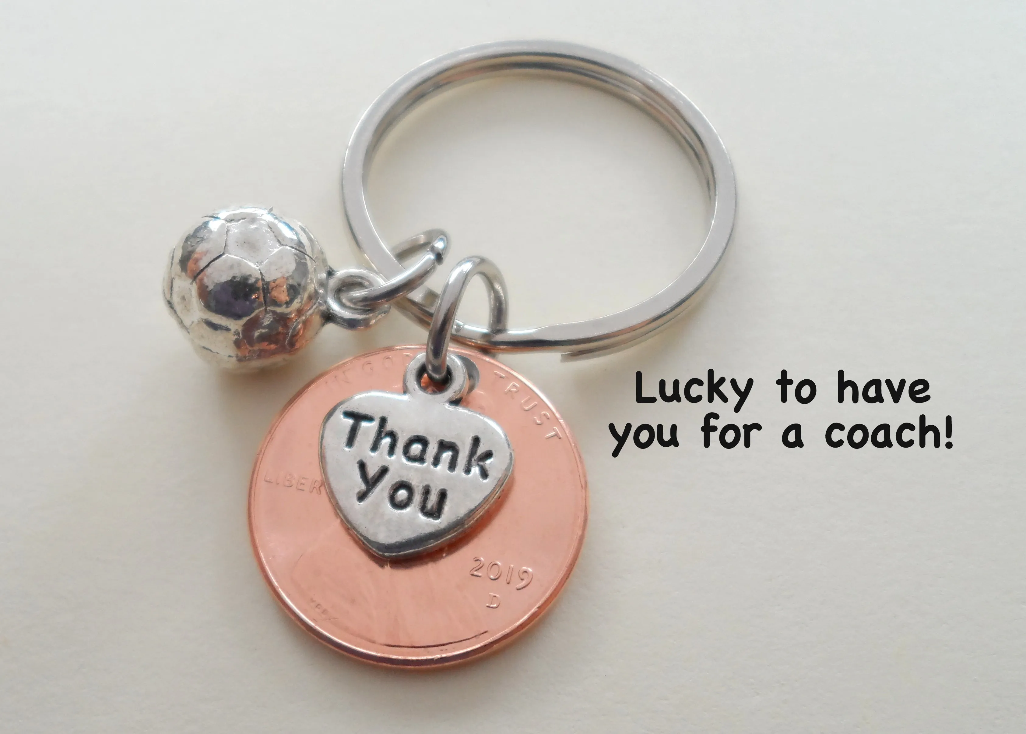 Coach Appreciation Gift • Thank You Penny Keychain with Sport Charm | Jewelry Everyday