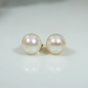 Creamy White 6mm Pearls in Gold Studs