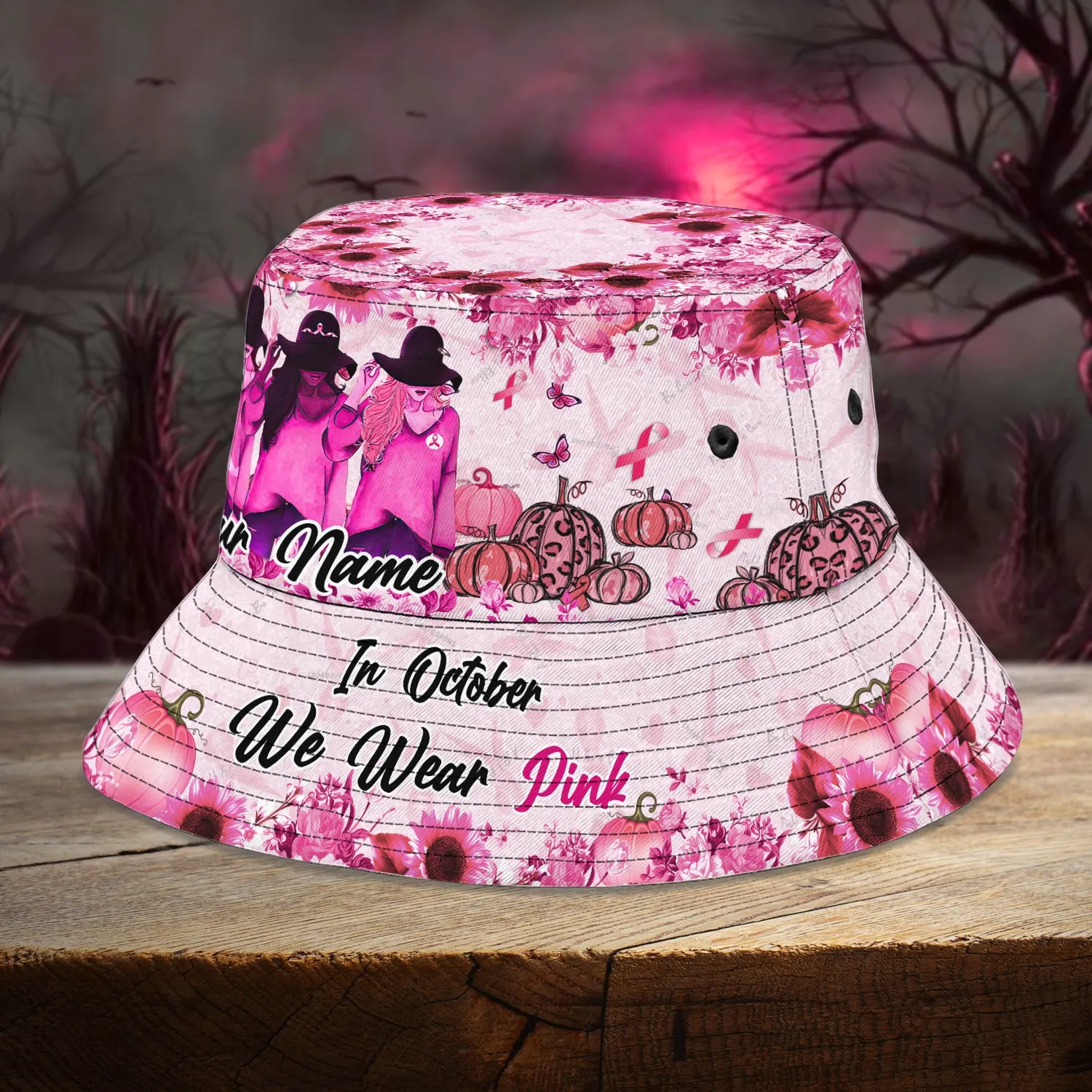 Custom Bucket Hat - Breast Cancer - HN95 - Halloween Version