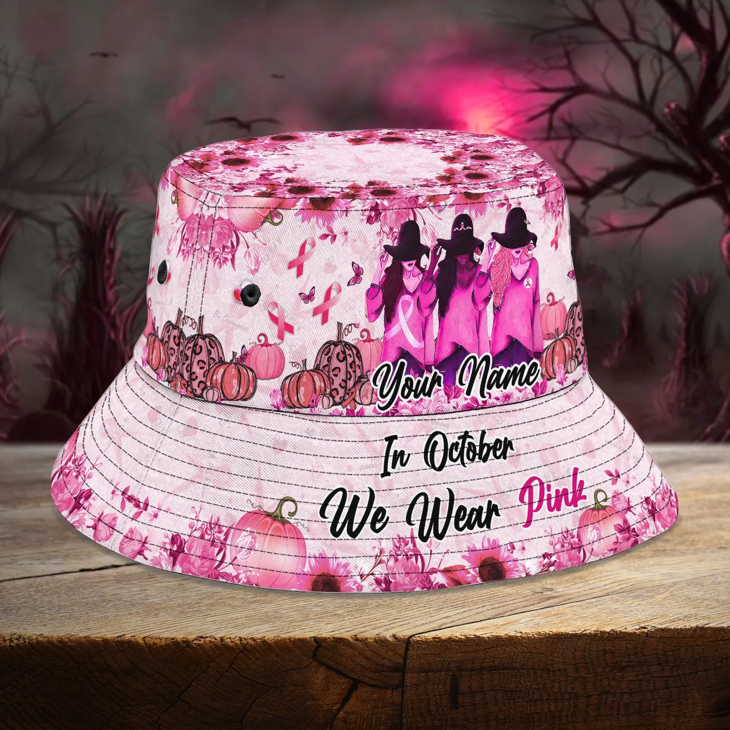 Custom Bucket Hat - Breast Cancer - HN95 - Halloween Version