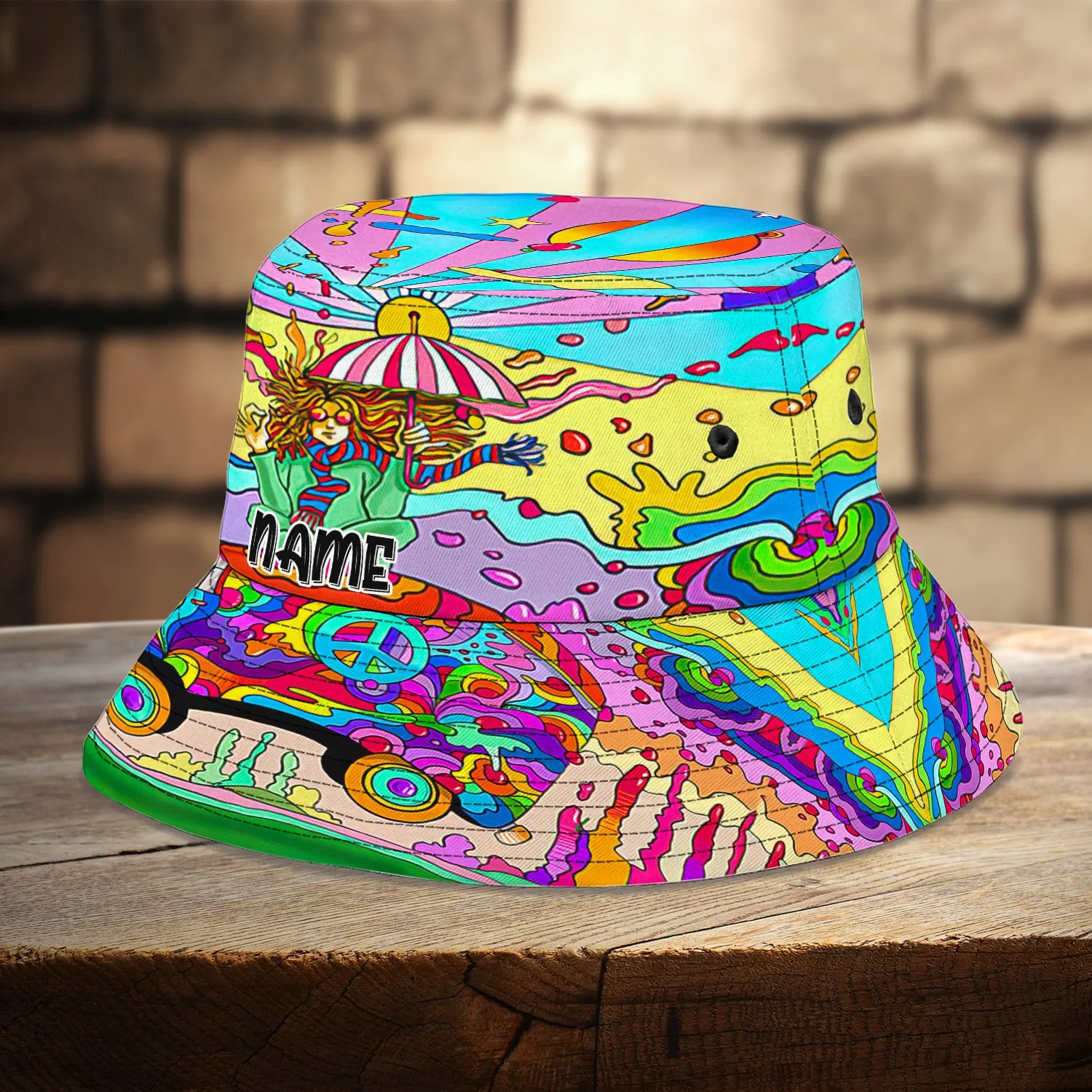 Custom Bucket Hat - Hippie Car - 456