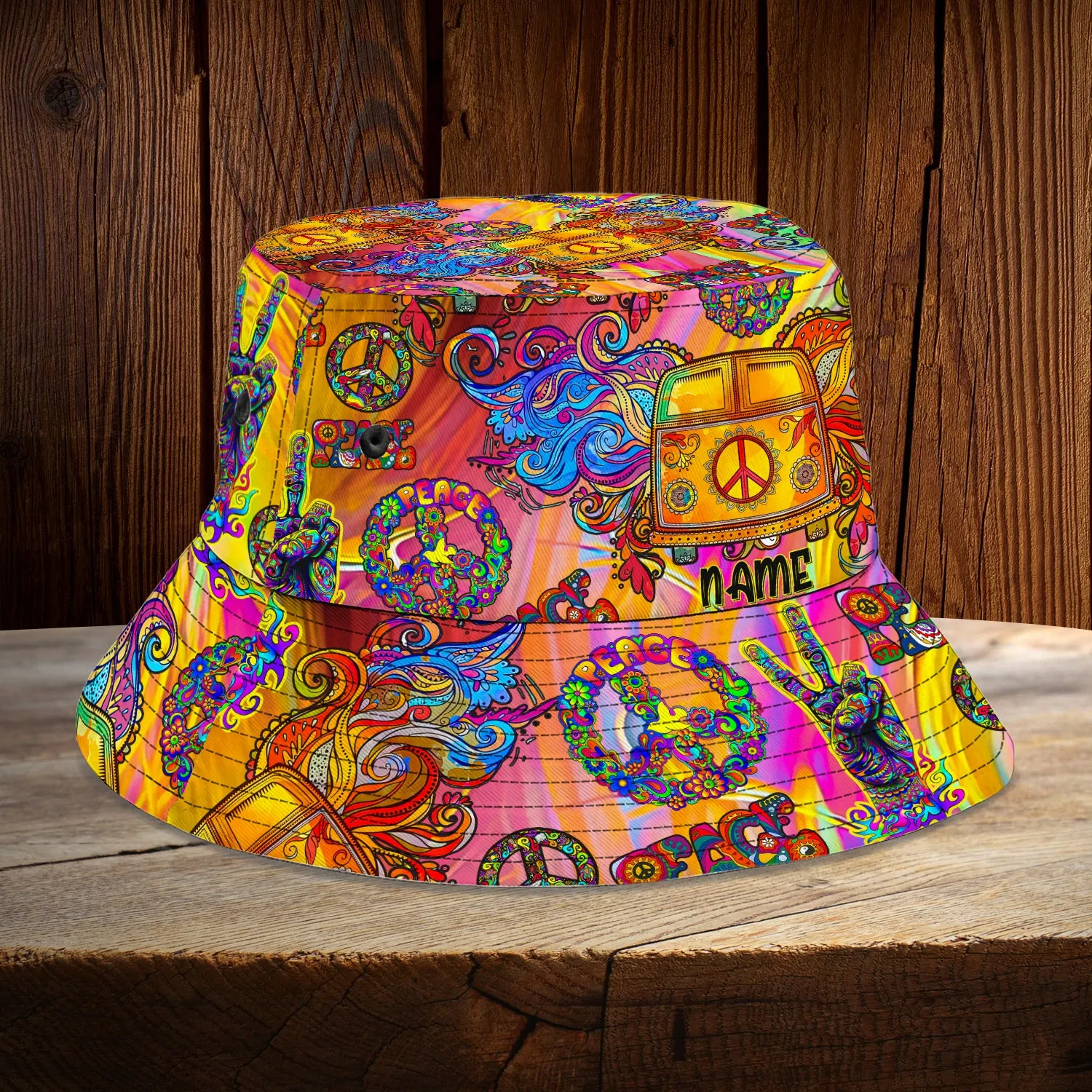 Custom Bucket Hat - Hippie Car - 473