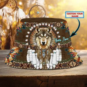 Custom Bucket Hat - Mandala Native American Wolf - Vtm99 C24
