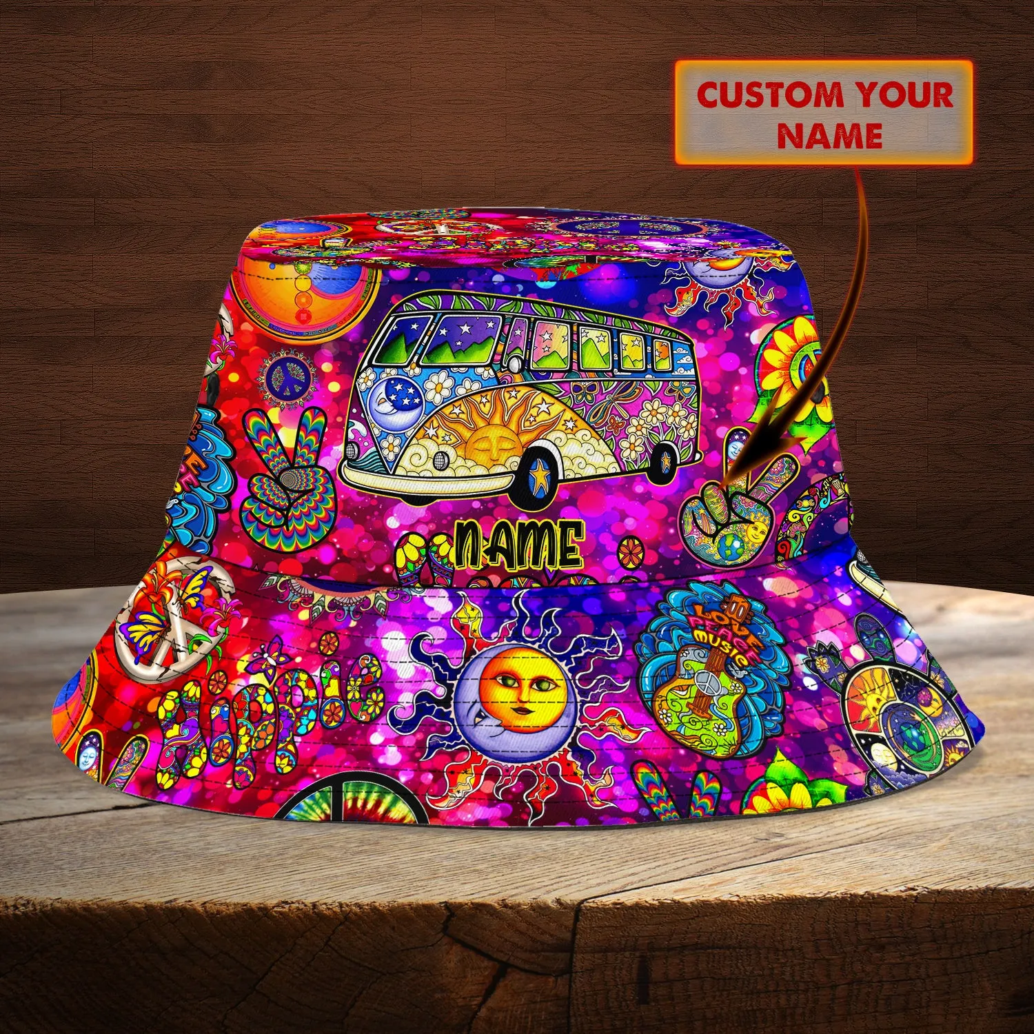 Custom Bucket Hat - V - Hippie Car 2 - 506