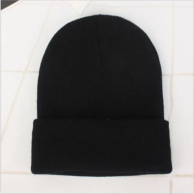 Custom Logo Embroidery skullies hat Solid Color Unisex-Adult
