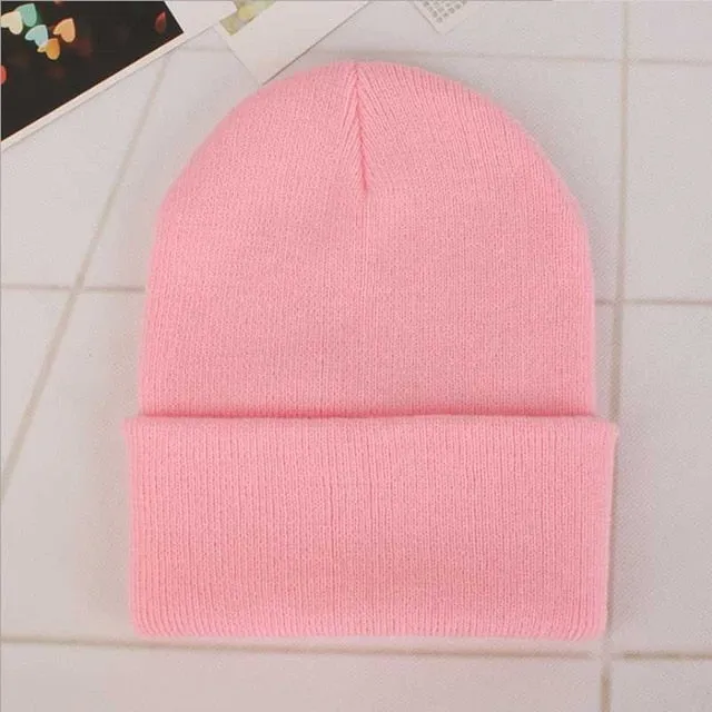 Custom Logo Embroidery skullies hat Solid Color Unisex-Adult