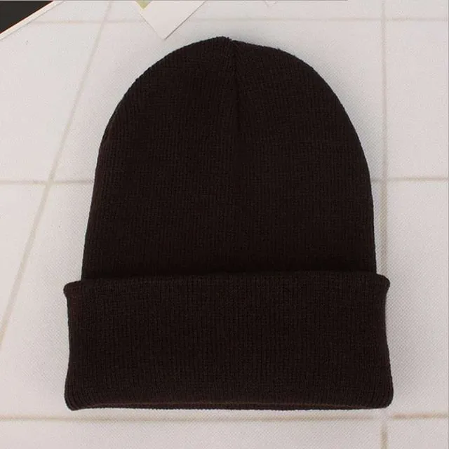 Custom Logo Embroidery skullies hat Solid Color Unisex-Adult