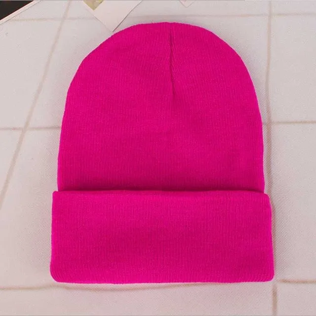 Custom Logo Embroidery skullies hat Solid Color Unisex-Adult