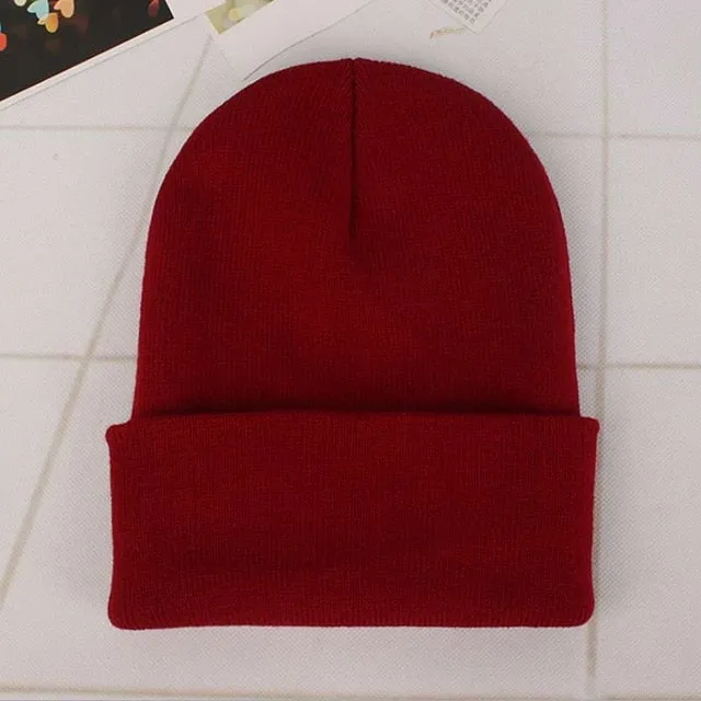Custom Logo Embroidery skullies hat Solid Color Unisex-Adult