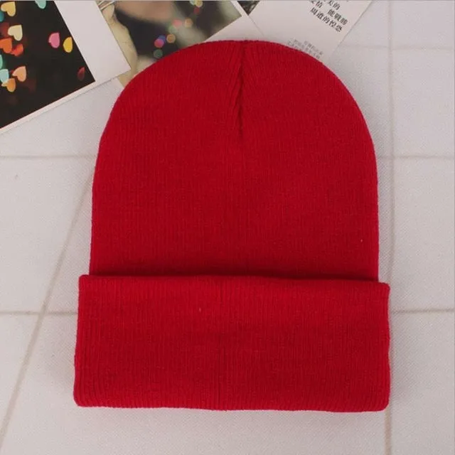 Custom Logo Embroidery skullies hat Solid Color Unisex-Adult