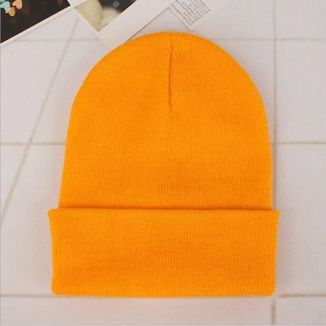 Custom Logo Embroidery skullies hat Solid Color Unisex-Adult