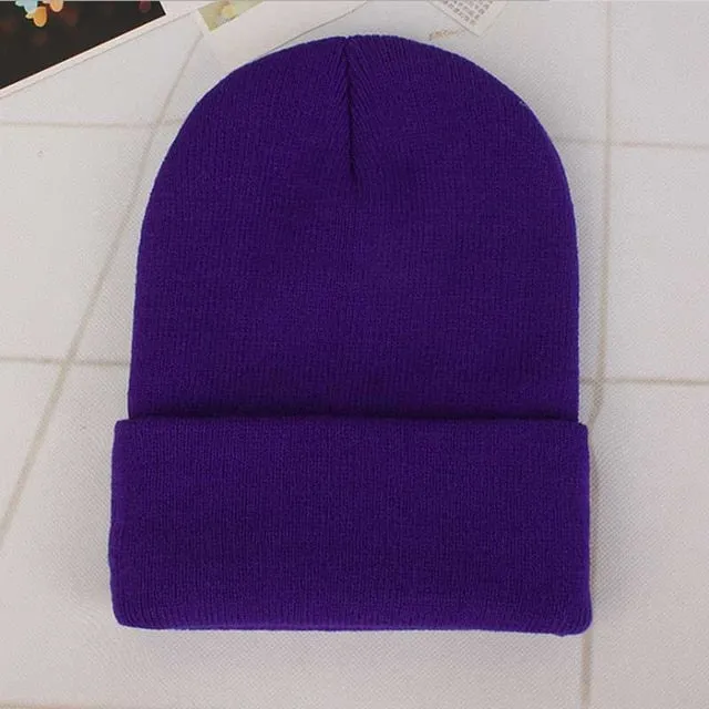 Custom Logo Embroidery skullies hat Solid Color Unisex-Adult