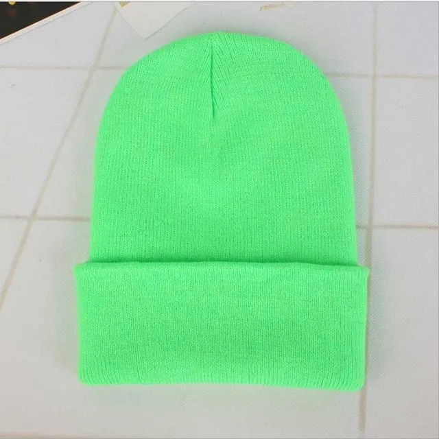 Custom Logo Embroidery skullies hat Solid Color Unisex-Adult