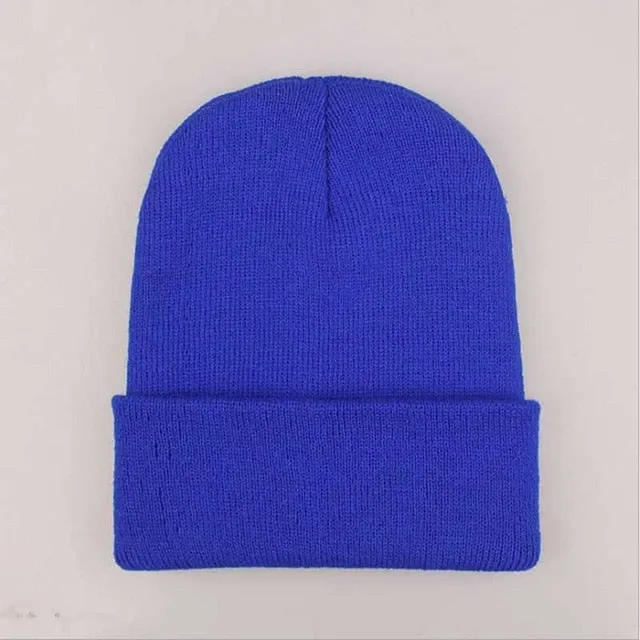 Custom Logo Embroidery skullies hat Solid Color Unisex-Adult