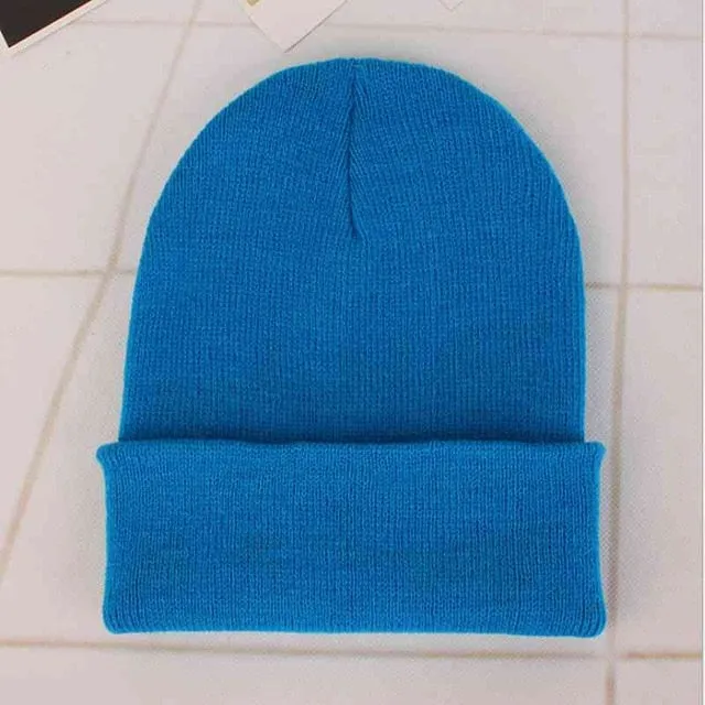 Custom Logo Embroidery skullies hat Solid Color Unisex-Adult