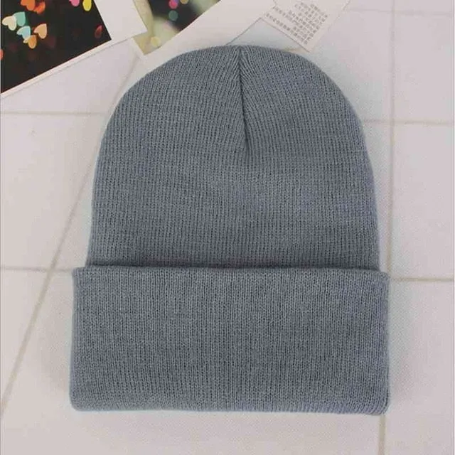 Custom Logo Embroidery skullies hat Solid Color Unisex-Adult