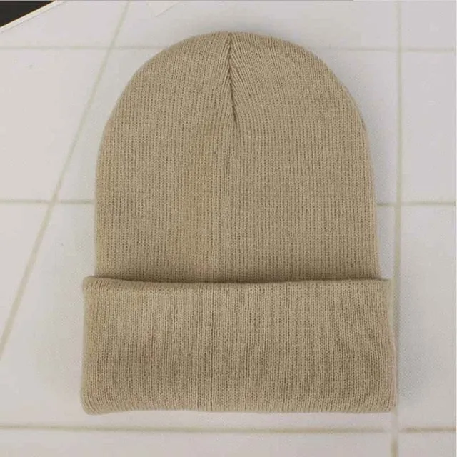 Custom Logo Embroidery skullies hat Solid Color Unisex-Adult