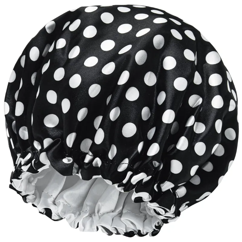 Dot Design Silky Satin Bonnet Design Sleep Cap