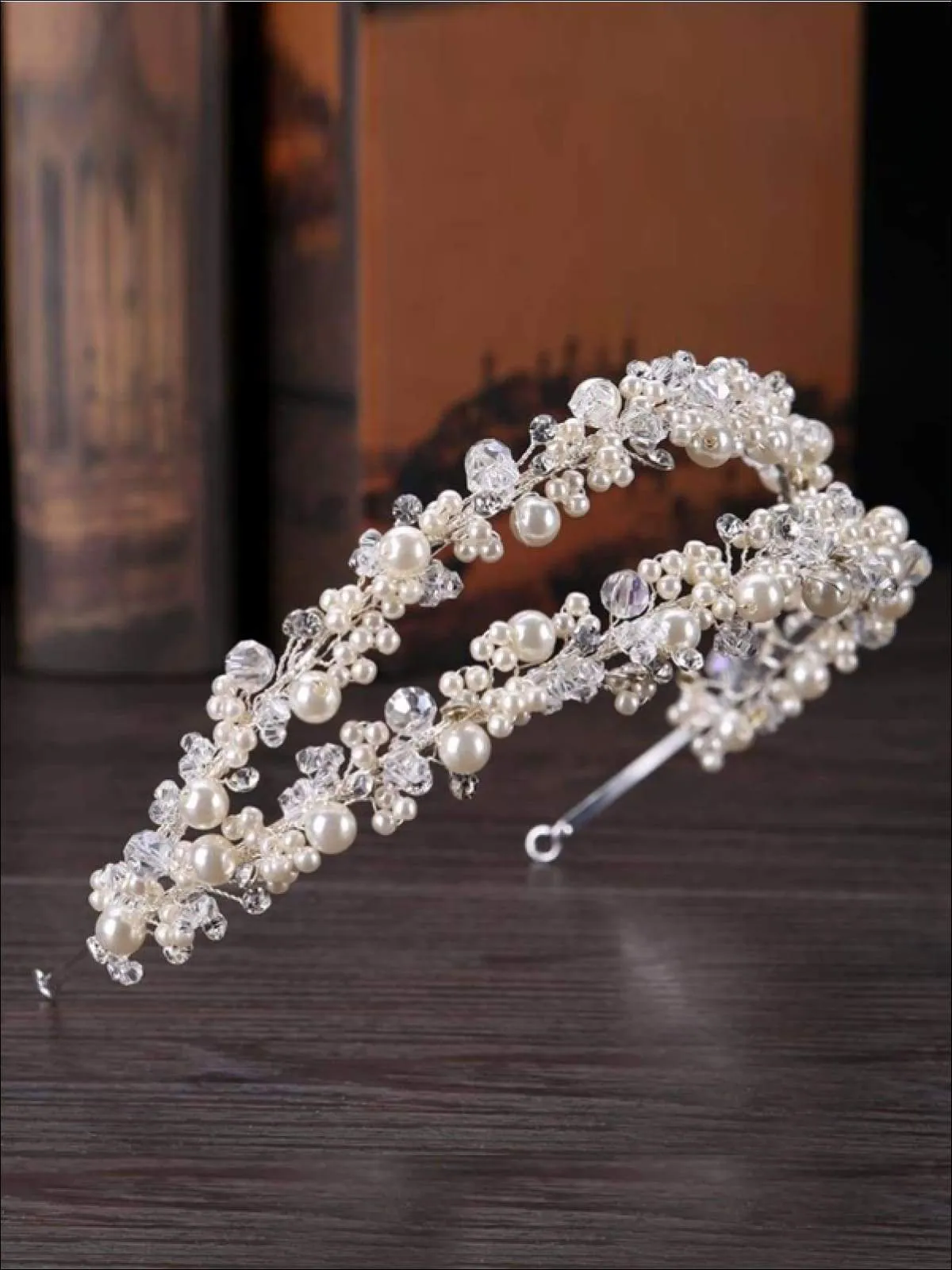 Double Layer Pearl and Crystal Beaded Headband