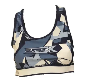 Evo9x SCALES Full Dye Sublimated Racerback Sports Bra Black/Yellow