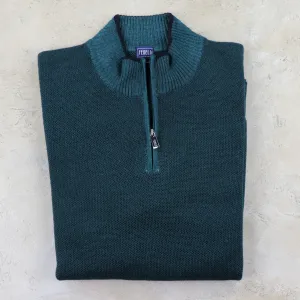 Favonio Bahamas Merino Quarter Zip in Evergreen